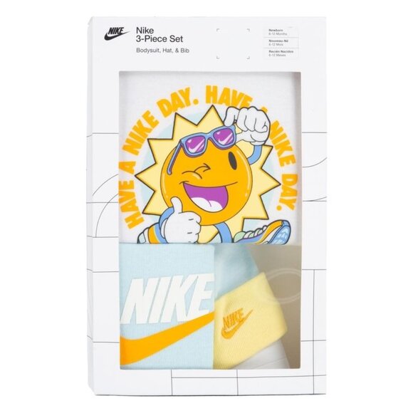 BNWB NIKE SUMMER OF SWOOSH BABY (6-12M) 3-PIECE BODYSUIT BOX SET - Picture 1 of 11